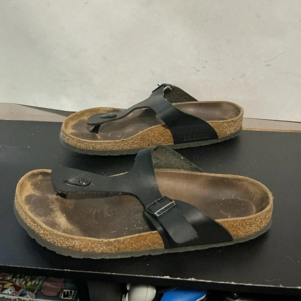 Birkenstock Gizeh Birko Flor Black Thong Sandals Mens 9 EU 42